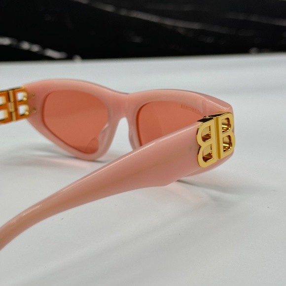 Balenciaga Pink Sunglasses with Gradient Red Lenses and Gold BB Accents main image 5